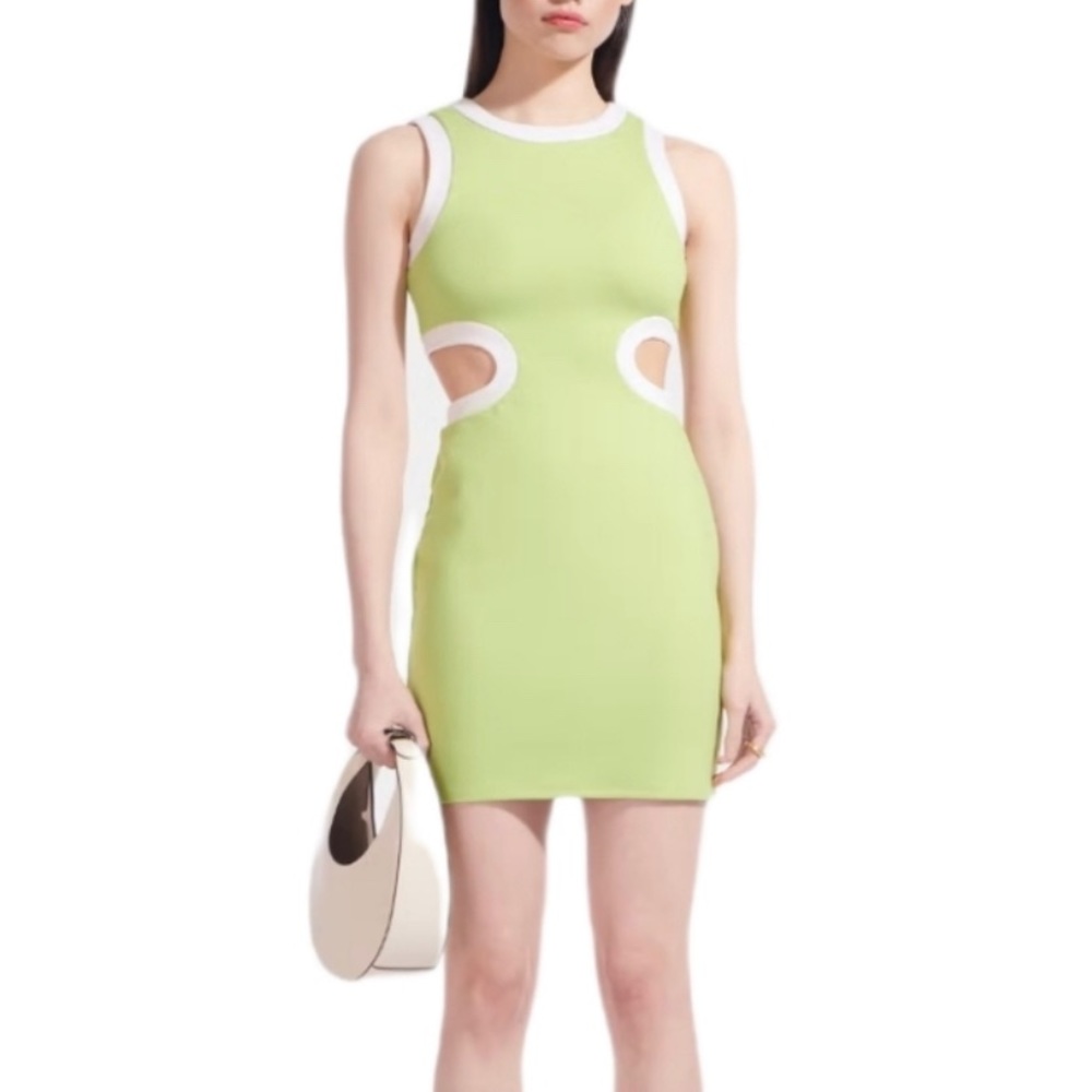Staud mini cutout dress in lime green! size s